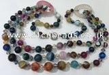 CGN614 24 inches chinese crystal & striped agate beaded necklaces