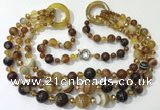 CGN621 24 inches chinese crystal & striped agate beaded necklaces