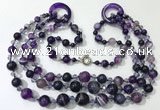 CGN622 24 inches chinese crystal & striped agate beaded necklaces