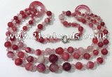 CGN624 24 inches chinese crystal & striped agate beaded necklaces