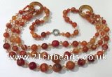 CGN626 24 inches chinese crystal & striped agate beaded necklaces