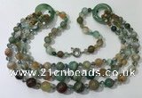 CGN628 24 inches chinese crystal & striped agate beaded necklaces