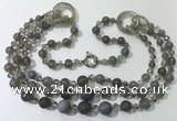 CGN638 24 inches chinese crystal & striped agate beaded necklaces