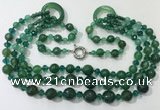 CGN641 24 inches chinese crystal & striped agate beaded necklaces