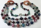 CGN643 24 inches chinese crystal & striped agate beaded necklaces