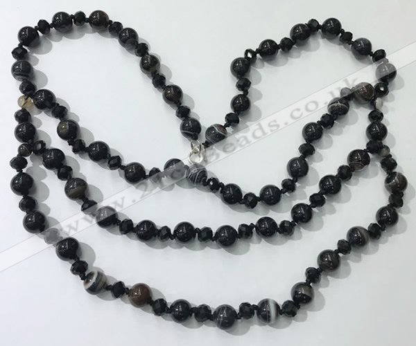 CGN659 22 inches chinese crystal & striped agate beaded necklaces