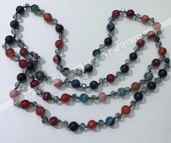 CGN661 22 inches chinese crystal & striped agate beaded necklaces