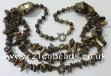 CGN676 22 inches stylish yellow tiger eye beaded necklaces