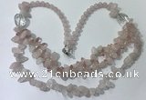 CGN695 22.5 inches chinese crystal & rose quartz beaded necklaces