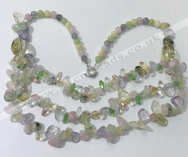 CGN698 22.5 inches chinese crystal & mixed gemstone beaded necklaces