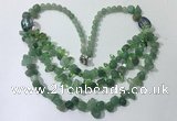 CGN699 22.5 inches chinese crystal & green aventurine beaded necklaces