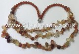 CGN700 22.5 inches chinese crystal & red agate beaded necklaces