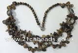 CGN702 22.5 inches chinese crystal & yellow tiger eye beaded necklaces