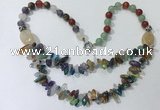 CGN703 22.5 inches chinese crystal & mixed gemstone beaded necklaces