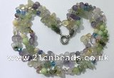 CGN711 22 inches fashion 3 rows mixed gemstone beaded necklaces