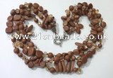 CGN714 22 inches fashion 3 rows goldstone beaded necklaces