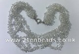 CGN720 19.5 inches stylish 6 rows white crystal chips necklaces