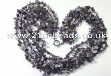 CGN721 19.5 inches stylish 6 rows amethyst chips necklaces