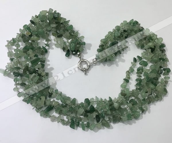 CGN726 19.5 inches stylish 6 rows green aventurine chips necklaces