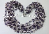 CGN734 19.5 inches stylish 6 rows amethyst & rose quartz chips necklaces