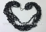 CGN738 19.5 inches stylish 6 rows black agate chips necklaces