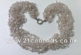 CGN746 19.5 inches stylish 8 rows rose quartz chips necklaces