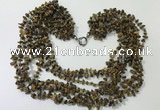 CGN747 19.5 inches stylish 8 rows yellow tiger eye chips necklaces