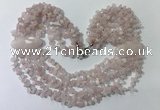 CGN755 20 inches stylish 6 rows rose quartz chips necklaces