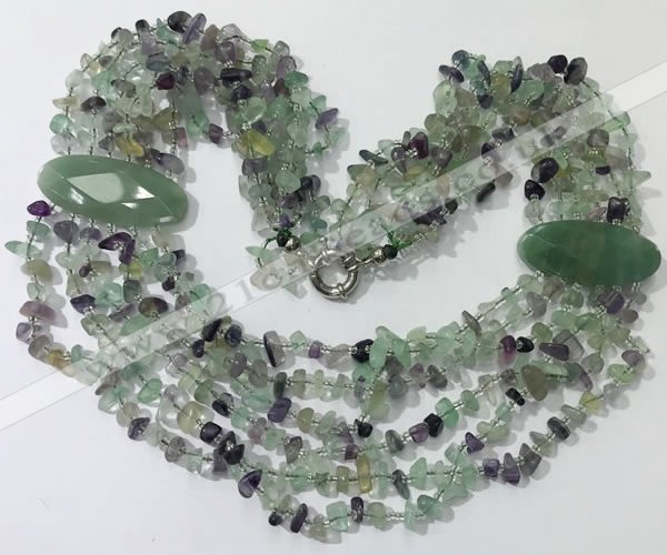 CGN760 20 inches stylish 6 rows fluorite chips necklaces