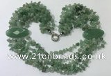 CGN765 20 inches stylish 6 rows green aventurine chips necklaces