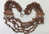 CGN766 20 inches stylish 6 rows goldstone chips necklaces