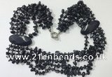 CGN767 20 inches stylish 6 rows blue goldstone chips necklaces