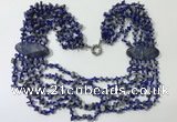 CGN769 20 inches stylish 6 rows lapis Lazuli chips necklaces