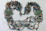 CGN770 20 inches stylish 6 rows mix gemstone chips necklaces