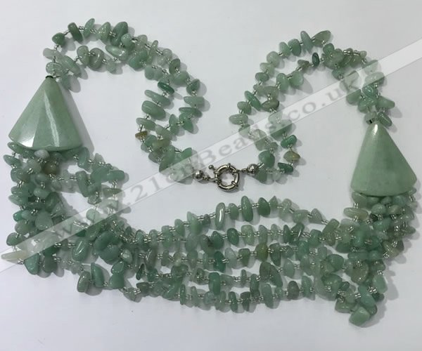 CGN785 23.5 inches stylish green aventurine chips necklaces