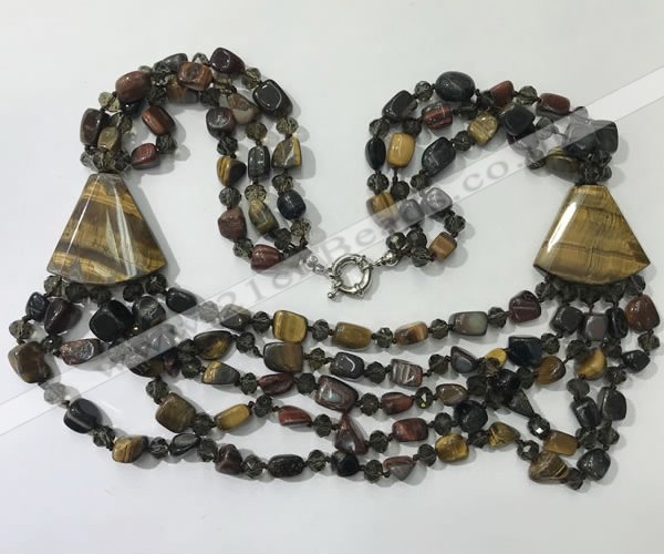 CGN791 23.5 inches stylish mixed tiger eye nuggets necklaces