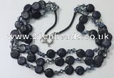 CGN806 23.5 inches 3 rows chinese crystal & blue goldstone necklaces