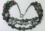 CGN807 23.5 inches 3 rows chinese crystal & Indian agate necklaces