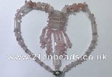 CGN810 19.5 inches chinese crystal & rose quartz statement necklaces