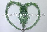 CGN817 19.5 inches chinese crystal & green aventurine statement necklaces