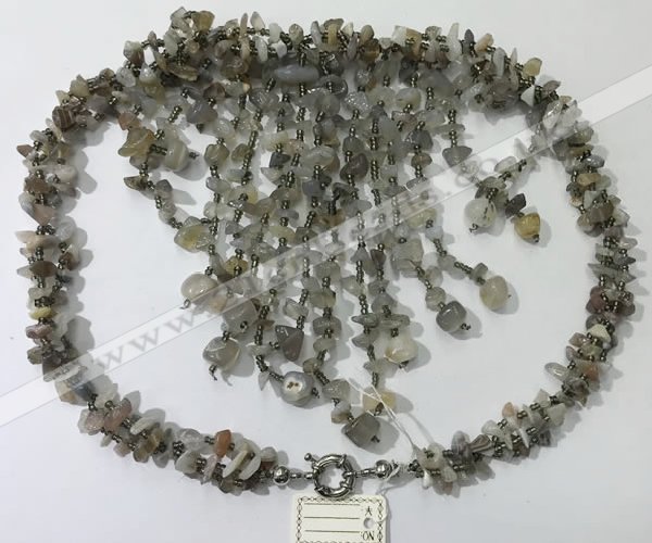 CGN832 20 inches stylish grey agate gemstone statement necklaces