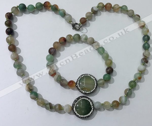 CGN876 19.5 inches 8mm round striped agate jewelry sets