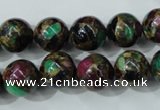 CGO04 15.5 inches 10mm round gold multi-color stone beads