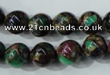 CGO05 15.5 inches 12mm round gold multi-color stone beads