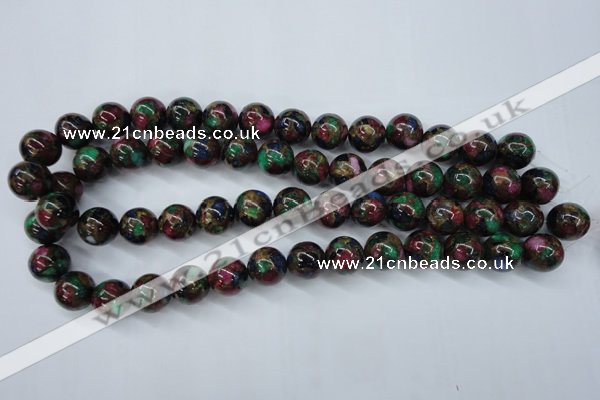 CGO06 15.5 inches 14mm round gold multi-color stone beads