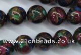 CGO07 15.5 inches 16mm round gold multi-color stone beads