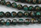 CGO101 15.5 inches 6mm round gold green color stone beads