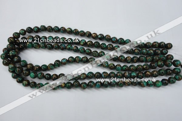 CGO102 15.5 inches 8mm round gold green color stone beads