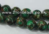 CGO103 15.5 inches 10mm round gold green color stone beads