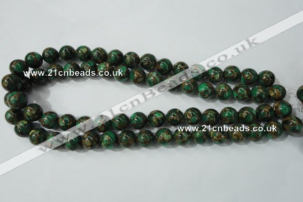 CGO103 15.5 inches 10mm round gold green color stone beads